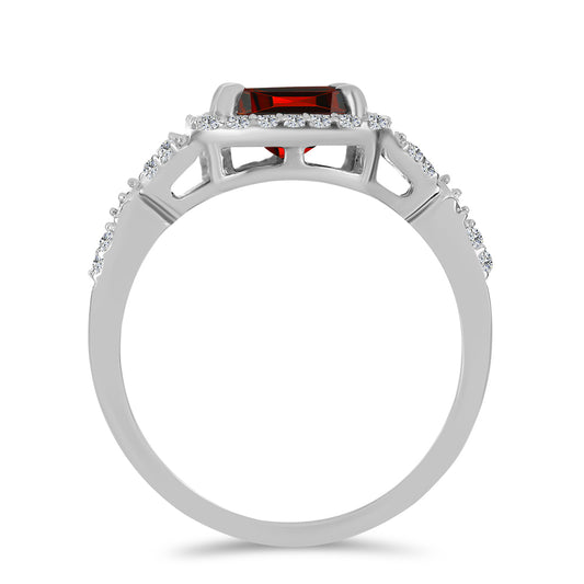 Strieborný Prsteň s Bartonským Granátom a Bielym Topásom