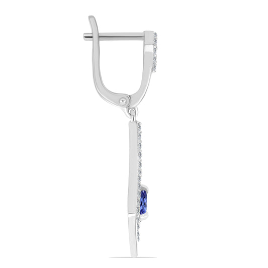 Strieborné Náušnice s Tanzanitom a Bielym Topásom