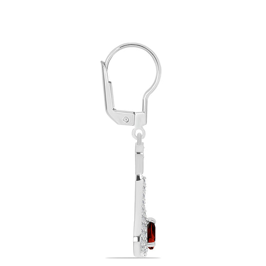 Strieborné Náušnice s Bartonským Granátom a Bielym Topásom