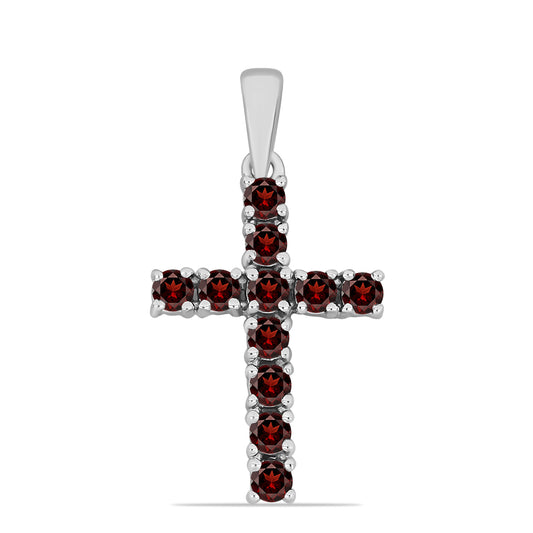 Kríž Strieborný Prívesok s Bartonským Granátom