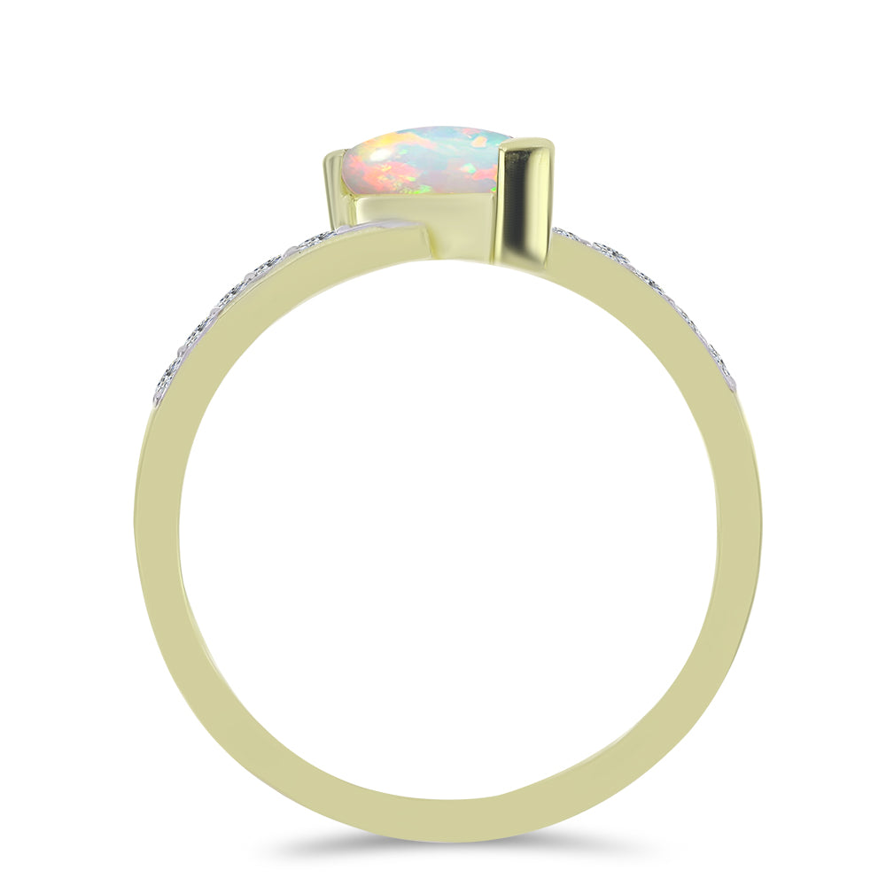 Pozlátený Strieborný Prsteň s Etiópskym Opálom z Lega Dembi a Bielym Topásom 3 