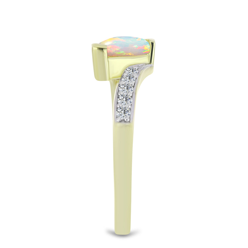 Pozlátený Strieborný Prsteň s Etiópskym Opálom z Lega Dembi a Bielym Topásom 4 