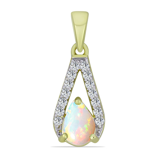 Pozlátený Strieborný Prívesok s Etiópskym Opálom z Lega Dembi a Bielym Topásom