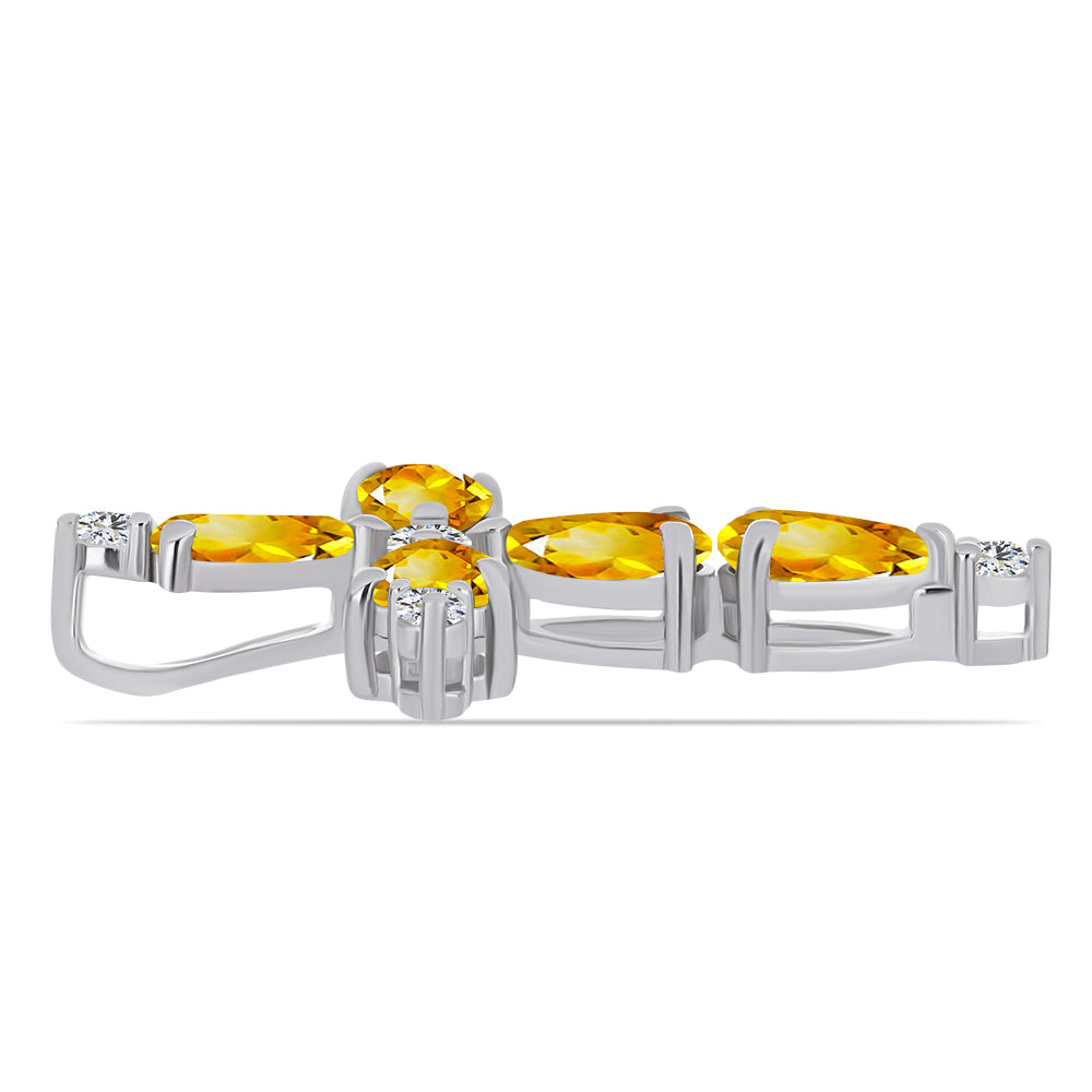 Kríž Strieborný Prívesok s Uralským Citrínom a Bielym Topásom 2 