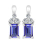 Strieborné Náušnice s Tanzanitom a Bielym Topásom