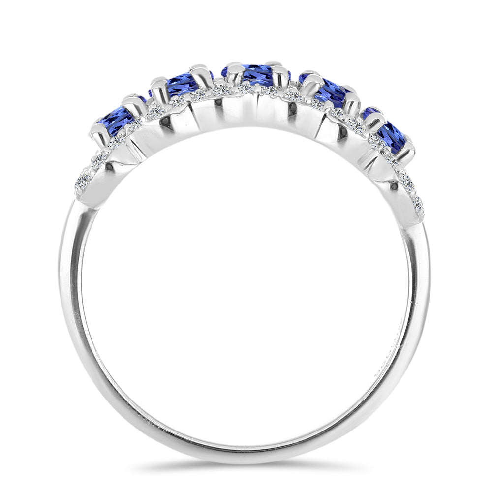 Strieborný Prsteň s Tanzanitom a Bielym Topásom 2 