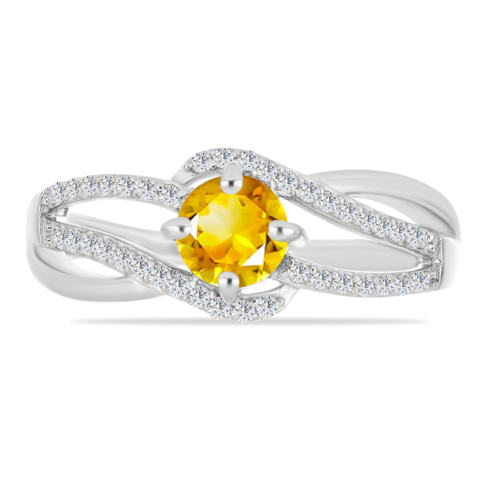 Strieborný Prsteň s Uralským Citrínom a Bielym Topásom