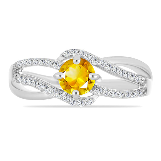 Strieborný Prsteň s Uralským Citrínom a Bielym Topásom