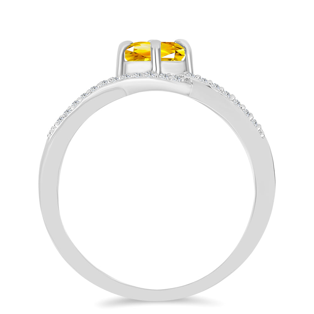 Strieborný Prsteň s Uralským Citrínom a Bielym Topásom