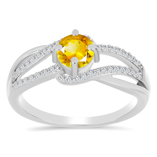 Strieborný Prsteň s Uralským Citrínom a Bielym Topásom