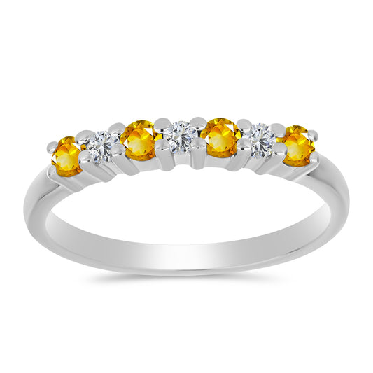 Strieborný Prsteň s Uralským Citrínom a Bielym Topásom