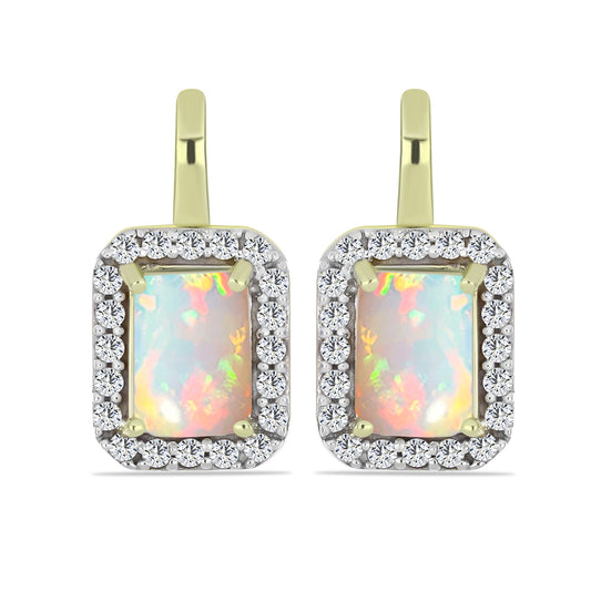 Pozlátené Strieborné Náušnice s Etiópskym Opálom z Lega Dembi a Bielym Topásom