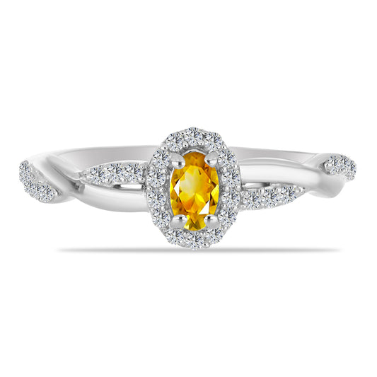 Strieborný Prsteň s Uralským Citrínom a Bielym Topásom