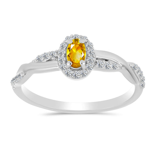 Strieborný Prsteň s Uralským Citrínom a Bielym Topásom