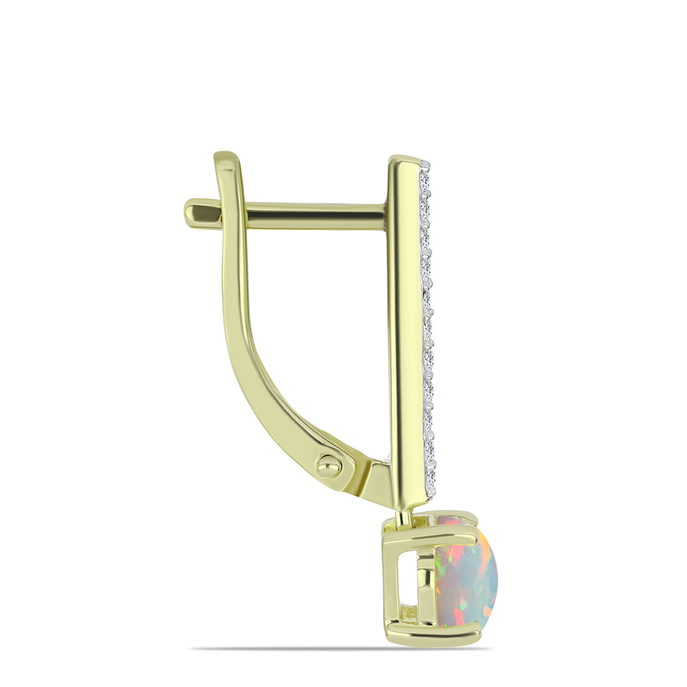 Pozlátené Strieborné Náušnice s Etiópskym Opálom z Lega Dembi a Bielym Topásom 2 