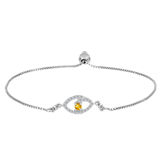 Strieborný Náramok s Uralským Citrínom a Bielym Topásom