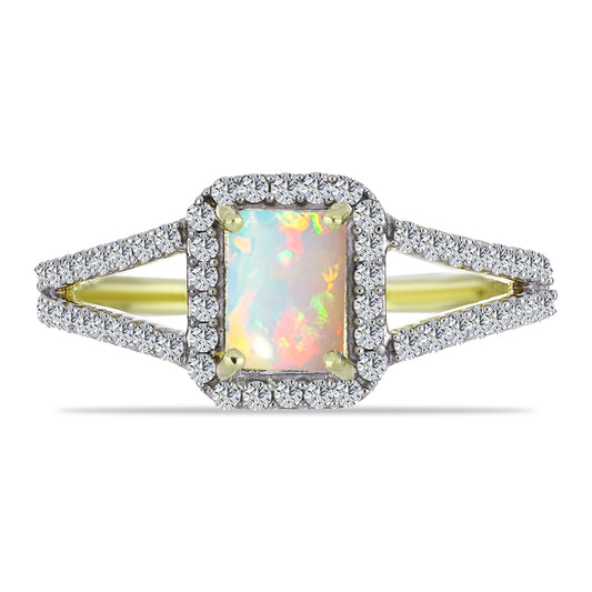 Pozlátený Strieborný Prsteň s Etiópskym Opálom z Lega Dembi a Bielym Topásom