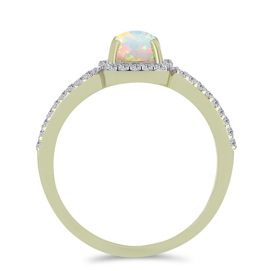 Pozlátený Strieborný Prsteň s Etiópskym Opálom z Lega Dembi a Bielym Topásom