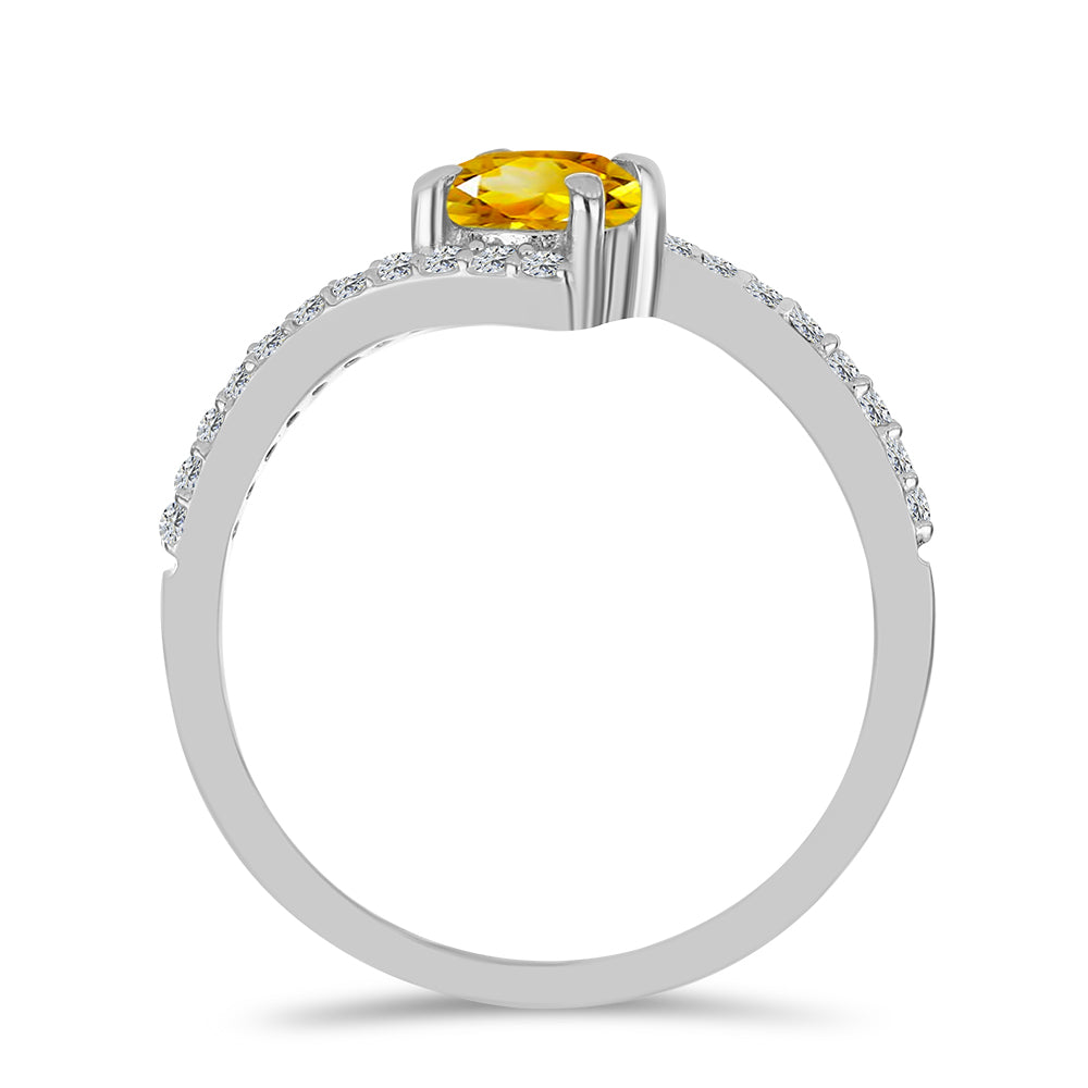 Strieborný Prsteň s Uralským Citrínom a Bielym Topásom