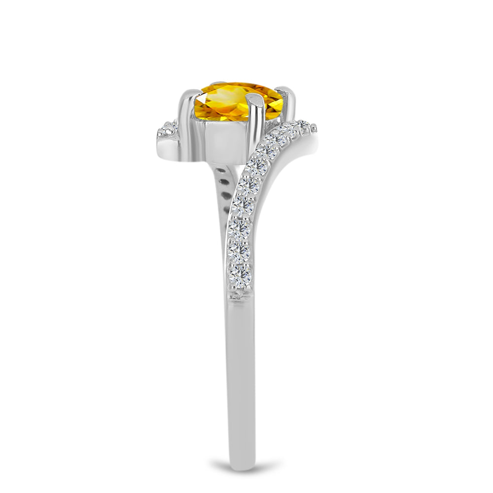 Strieborný Prsteň s Uralským Citrínom a Bielym Topásom 4 