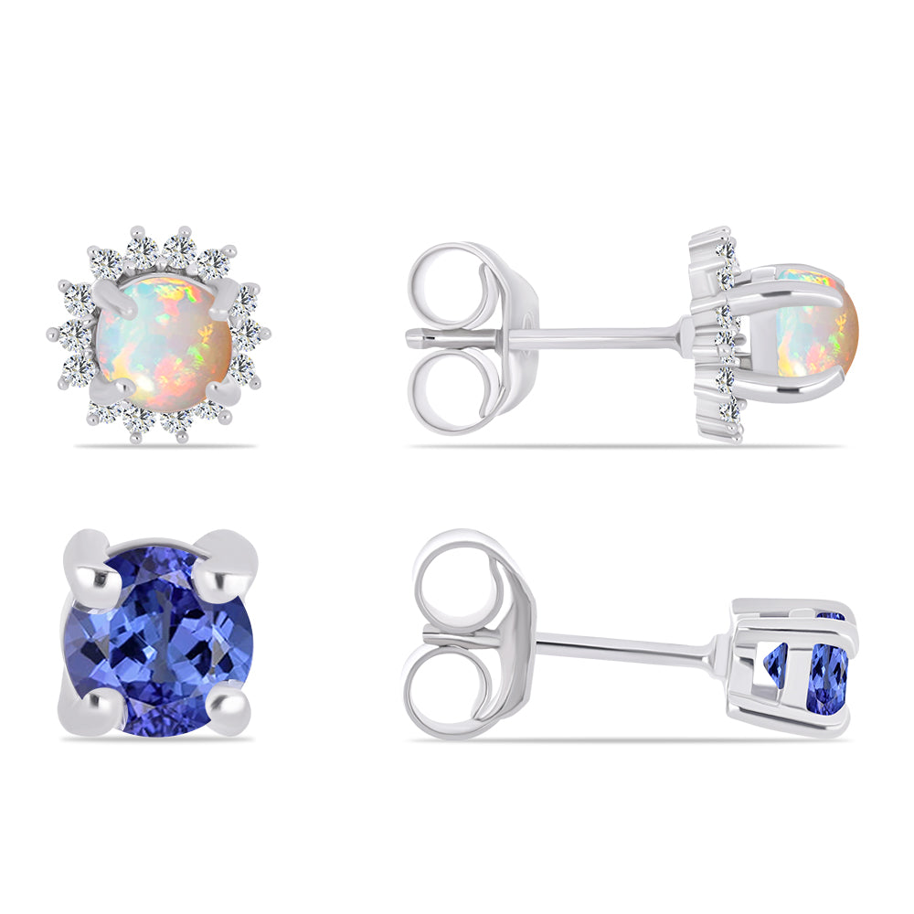 Strieborné Sada s Tanzanitom a Etiópskym Opálom z Lega Dembi ( Náušnice )