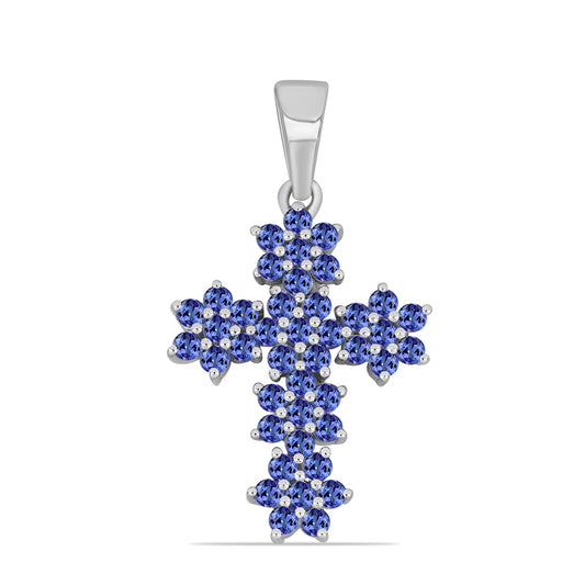 Kríž Strieborný Prívesok s Tanzanitom