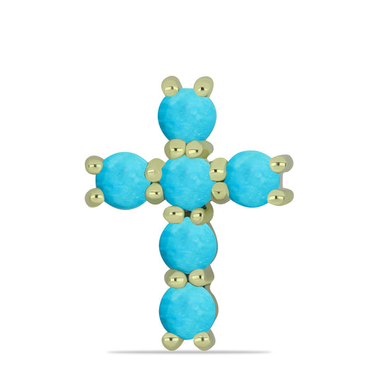 Kríž Pozlátený Strieborný Prívesok s so Sleeping Beauty Tyrkysom