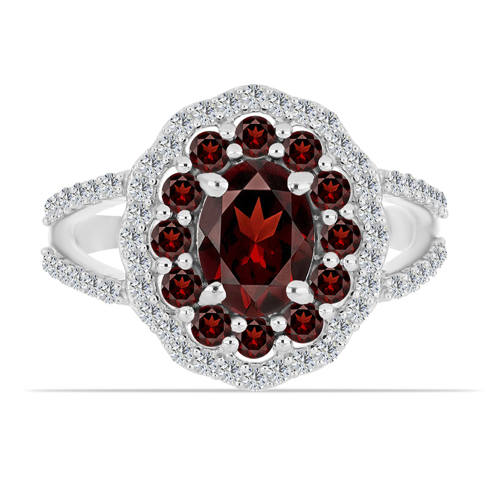 Strieborný Prsteň s Bartonským Granátom a Bielym Topásom 1 