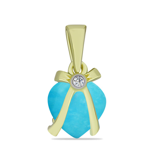 Pozlátený Strieborný Prívesok s so Sleeping Beauty Tyrkysom a Bielym Topásom
