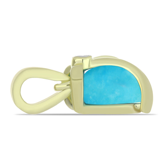 Pozlátený Strieborný Prívesok s so Sleeping Beauty Tyrkysom a Bielym Topásom