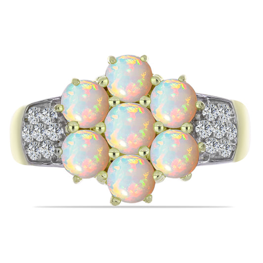 Pozlátený Strieborný Prsteň s Etiópskym Opálom z Lega Dembi a Bielym Topásom