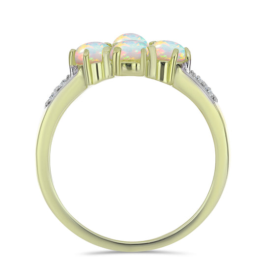 Pozlátený Strieborný Prsteň s Etiópskym Opálom z Lega Dembi a Bielym Topásom