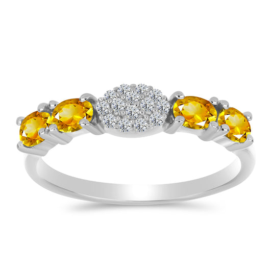 Strieborný Prsteň s Uralským Citrínom a Bielym Topásom