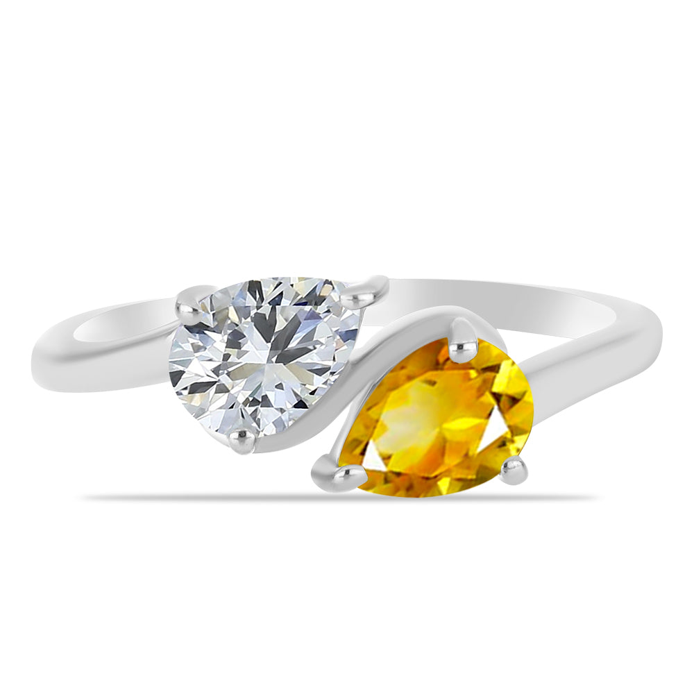 Strieborný Prsteň s Uralským Citrínom a Bielym Topásom 2 