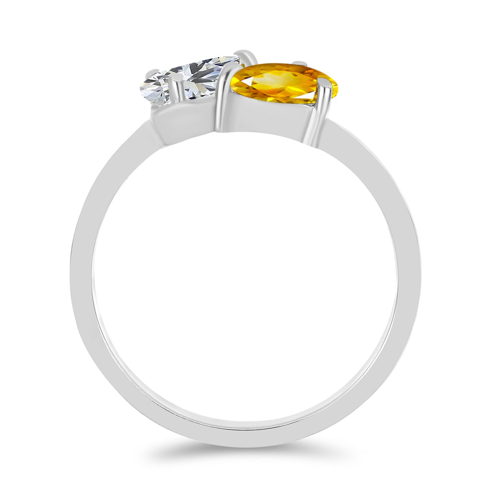 Strieborný Prsteň s Uralským Citrínom a Bielym Topásom