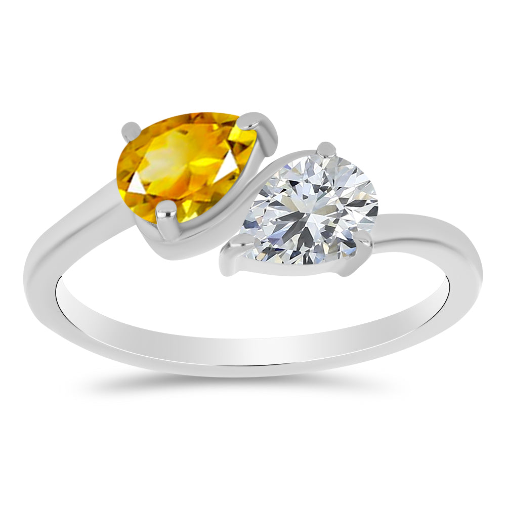 Strieborný Prsteň s Uralským Citrínom a Bielym Topásom 1 