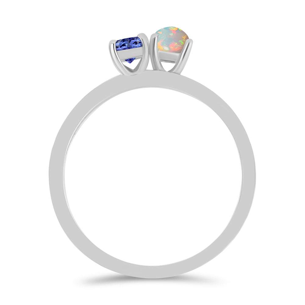 Strieborné Sada s Tanzanitom a Etiópskym Opálom z Lega Dembi ( Prsteň )