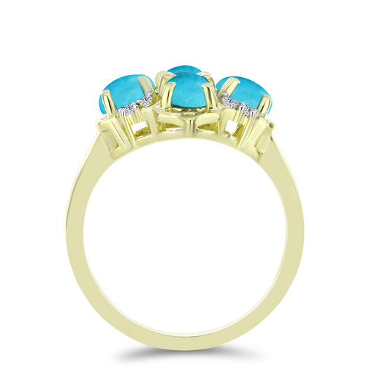 Pozlátený Strieborný Prsteň s so Sleeping Beauty Tyrkysom a Bielym Topásom