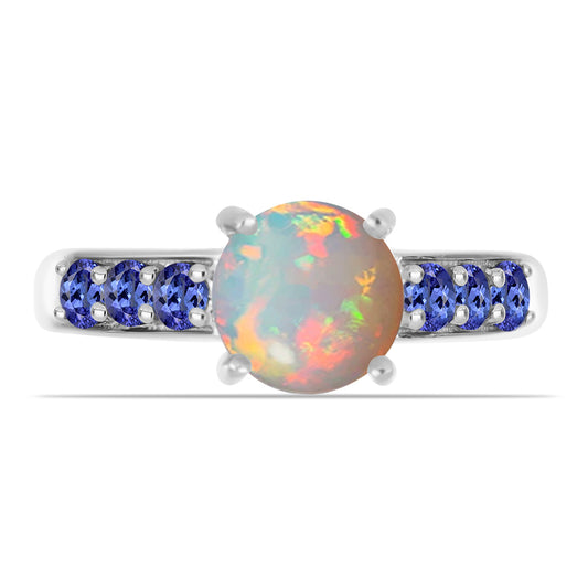 Strieborný Prsteň s Tanzanitom a Etiópskym Opálom z Lega Dembi