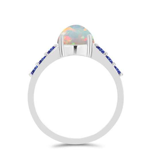 Strieborný Prsteň s Tanzanitom a Etiópskym Opálom z Lega Dembi