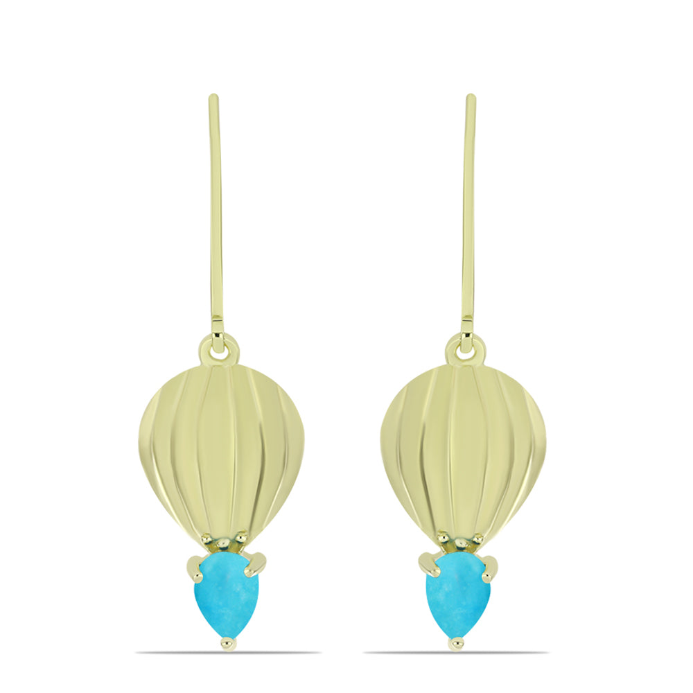 Pozlátené Strieborné Náušnice s so Sleeping Beauty Tyrkysom