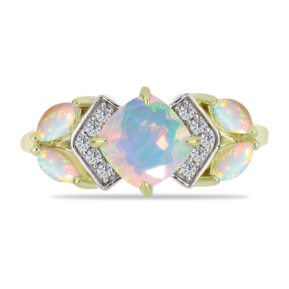 Pozlátený Strieborný Prsteň s Etiópskym Opálom z Lega Dembi a Bielym Topásom 1 