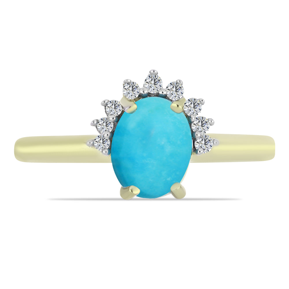 Pozlátený Strieborný Prsteň s so Sleeping Beauty Tyrkysom a Bielym Topásom 1 