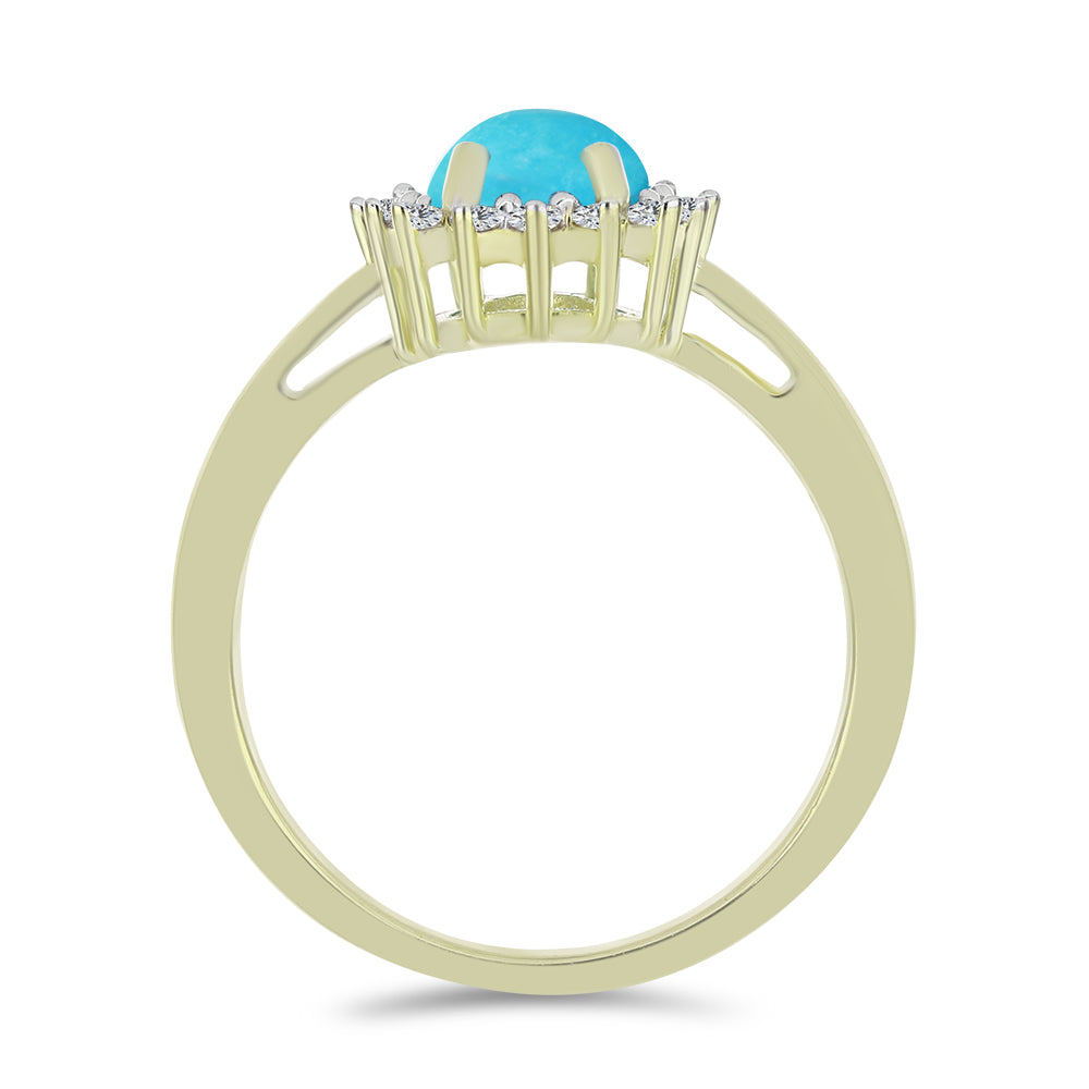 Pozlátený Strieborný Prsteň s so Sleeping Beauty Tyrkysom a Bielym Topásom 2 