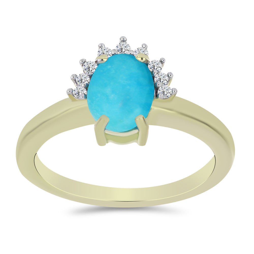 Pozlátený Strieborný Prsteň s so Sleeping Beauty Tyrkysom a Bielym Topásom 3 