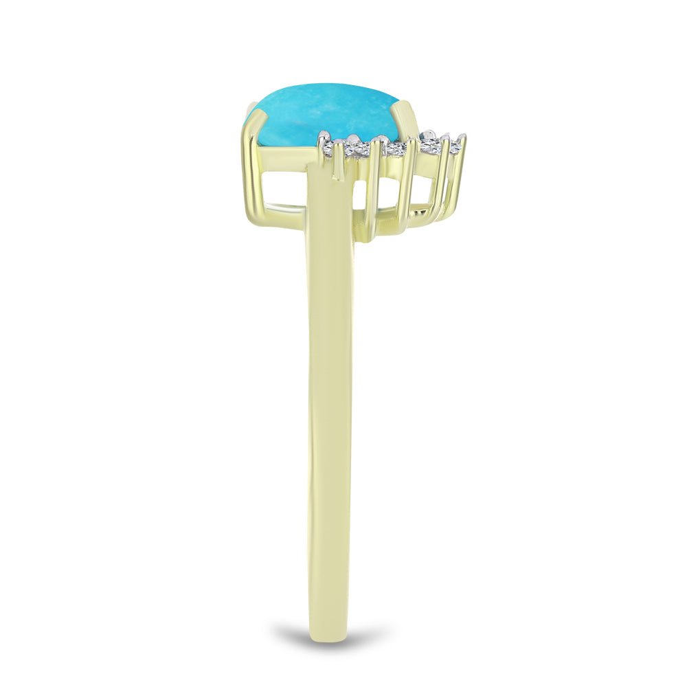 Pozlátený Strieborný Prsteň s so Sleeping Beauty Tyrkysom a Bielym Topásom 4 