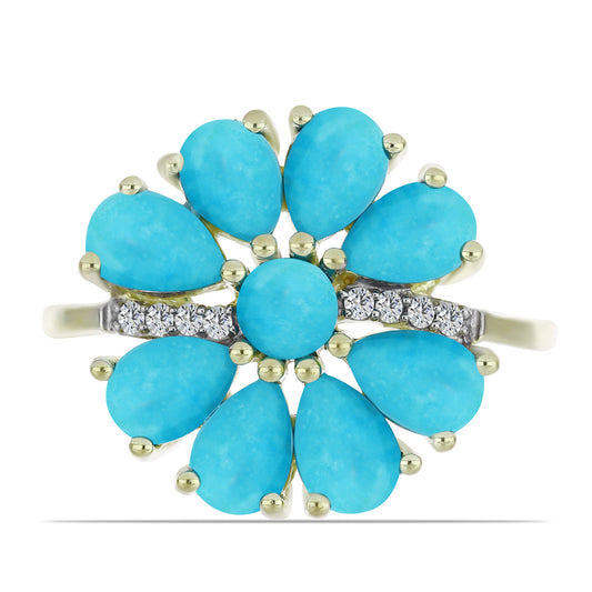 Pozlátený Strieborný Prsteň s so Sleeping Beauty Tyrkysom