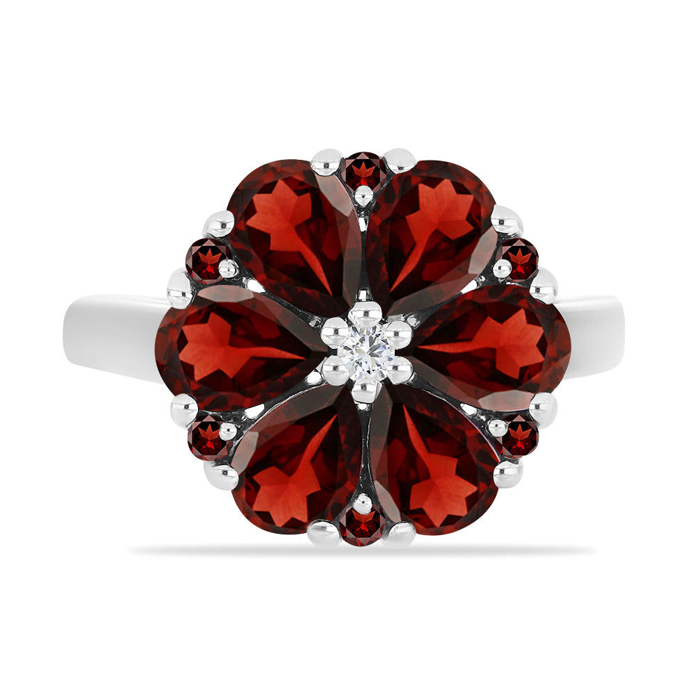 Strieborný Prsteň s Bartonským Granátom a Bielym Topásom 1 