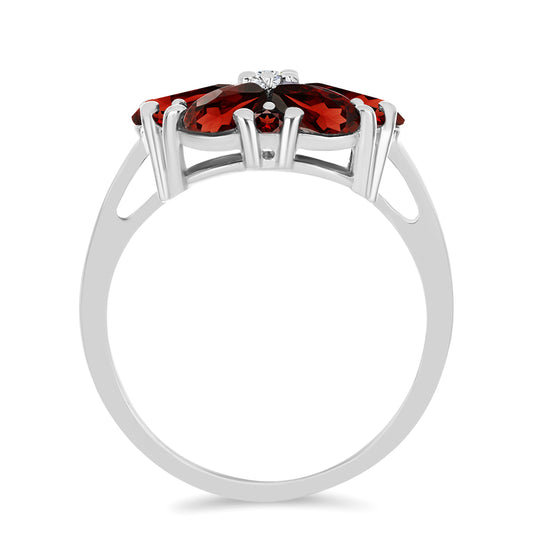Strieborný Prsteň s Bartonským Granátom a Bielym Topásom