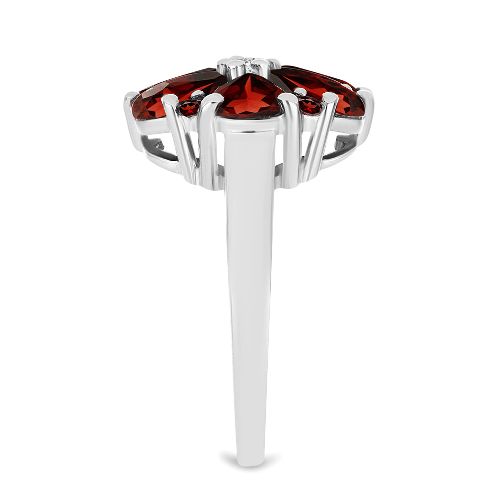 Strieborný Prsteň s Bartonským Granátom a Bielym Topásom 4 